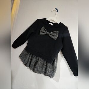 Black and Silver Kids Sweatshirt with Bow Set